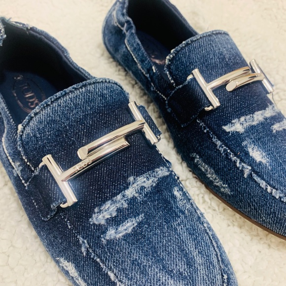Tods Double T Denim Loafers - NWT 5.5 - Picture 6 of 10